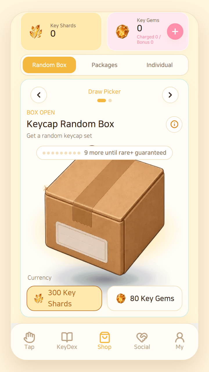 KeyKey shop screen
