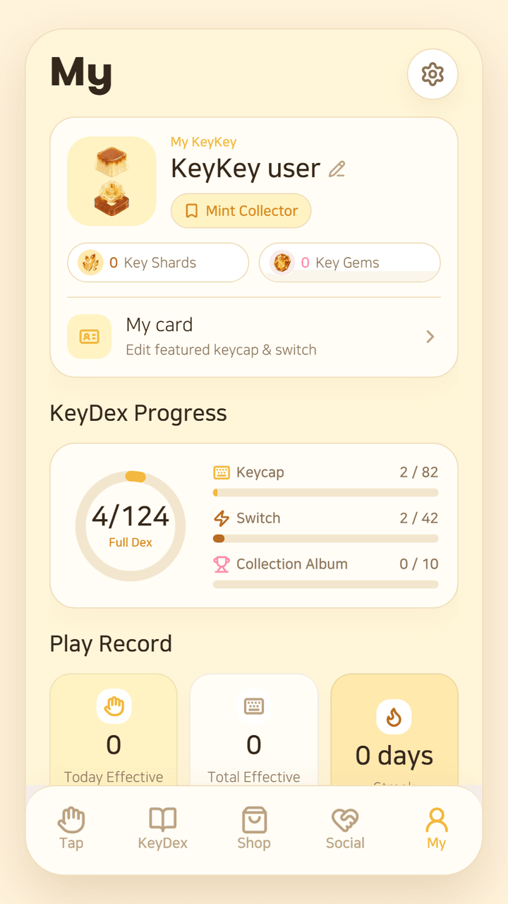 KeyKey profile screen